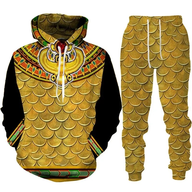 Ancient Horus Egyptian Style 3D Print Tracksuit Set Man Woman Hoodie Pants 2pcs Set Oversized Casual Streetwear Pullover Clothes