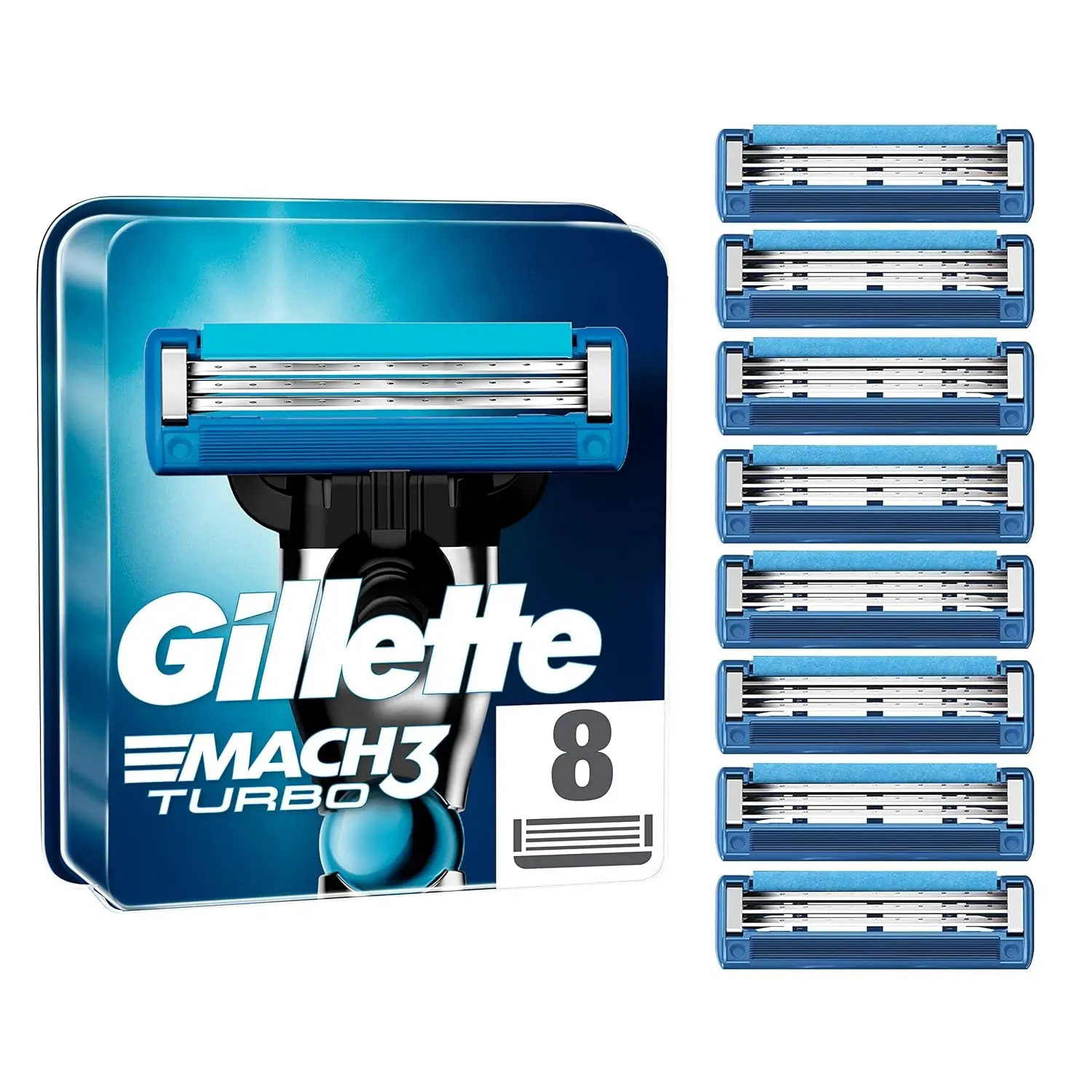 Gillette MACH 3 турбо 8 бритвенных лезвий заправки