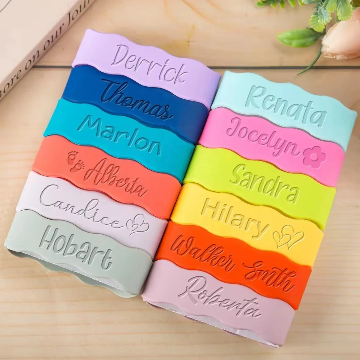 Новые 2024 пользовательские силиконовые бутылки этикетки, персонализированные силиконовые бутылки воды именные теги