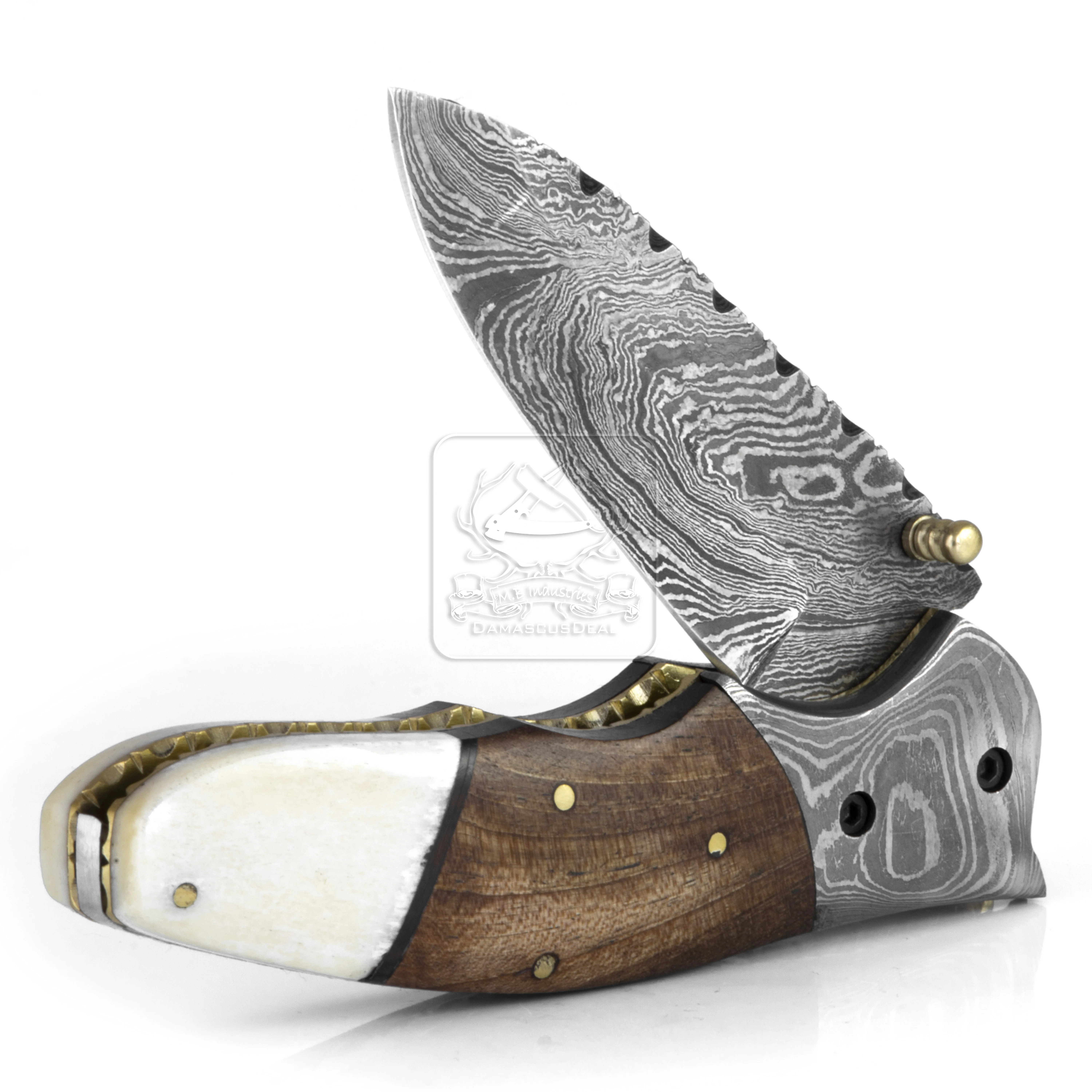 Damascus Steel Folding Knife DD-FK-664 Walnut Wood Knife Outdoor Survival Hunting Knife Multi Tool Bushcraft Camping