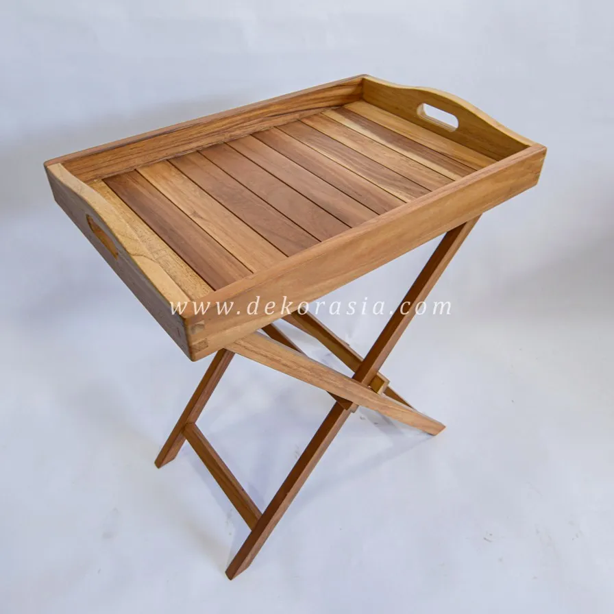 Wooden Tray with Stand, Wooden Furniture for Home Decoration, Bar Decor Table Wood Tray Stand