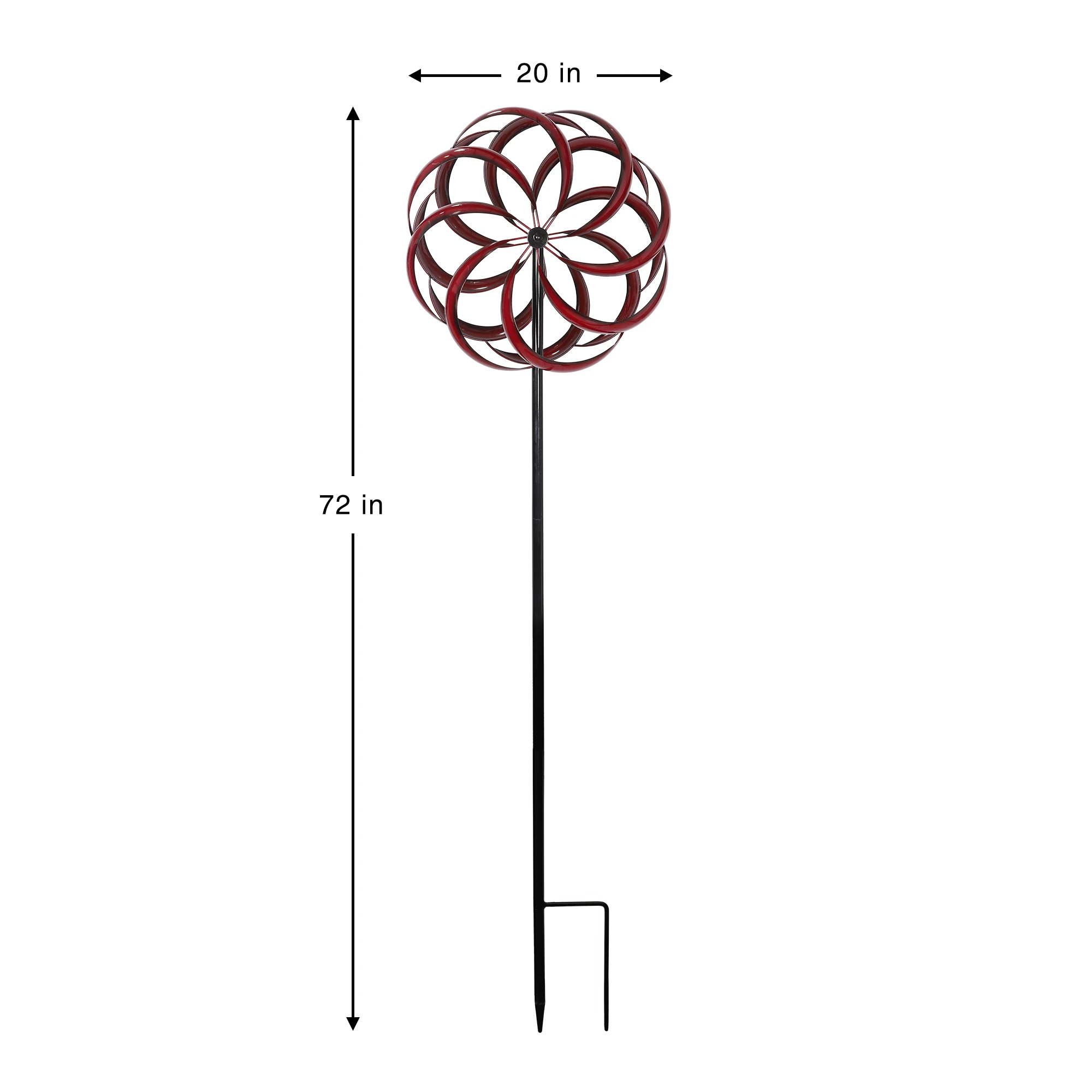 360 Degrees Red Blade Outdoor Windmill Metal Yard Art Spinners Metal Kinetic Wind Spinner