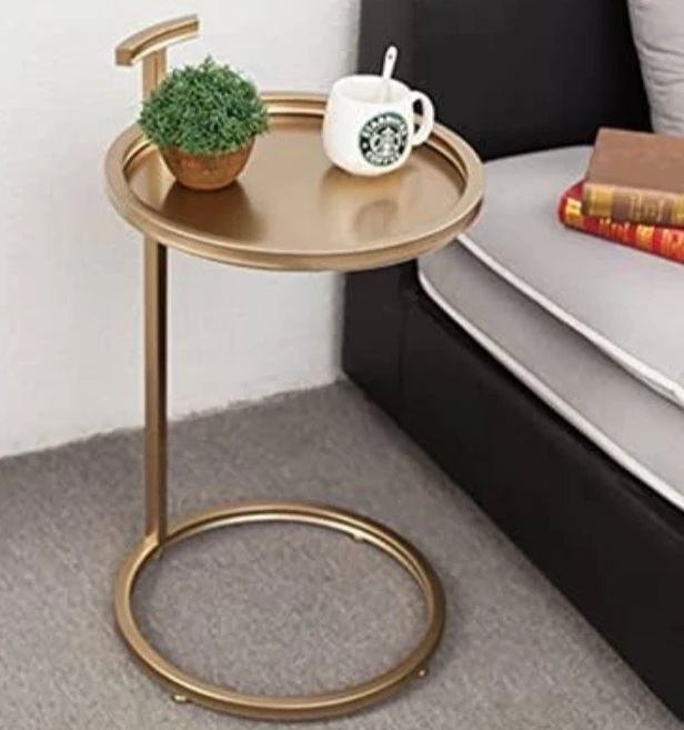 Living room luxury modern cheap bedroom small metal round sofa coffee side table for bed rooms