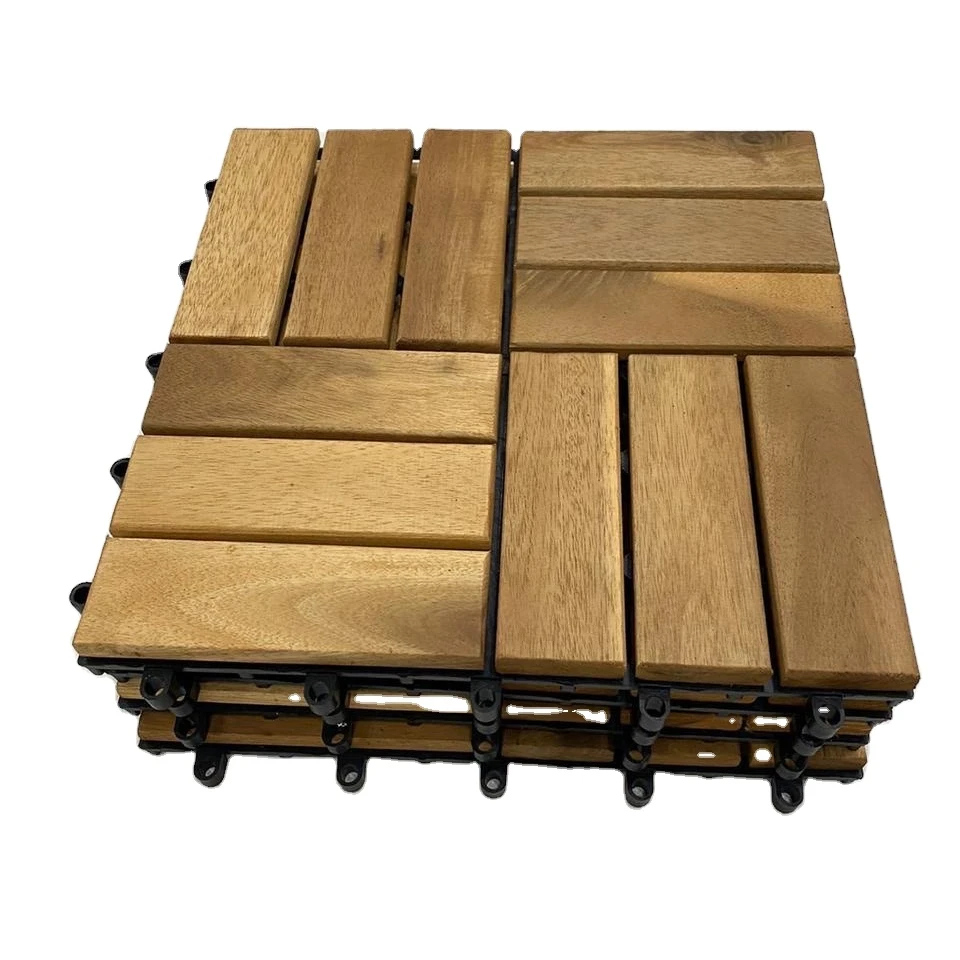 High quality solid wood acacia interlocking outdoor deck tiles/ Wood decking 300 x 300 mm from Vietnam