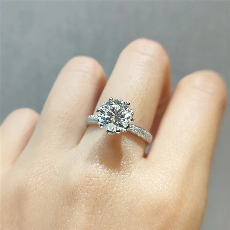 2 CT Round Diamond Moissanite Diamond Four Prong Round Diamond 10K 14K 18K 24K Gold Ring Moissanite Engagement Ring For women