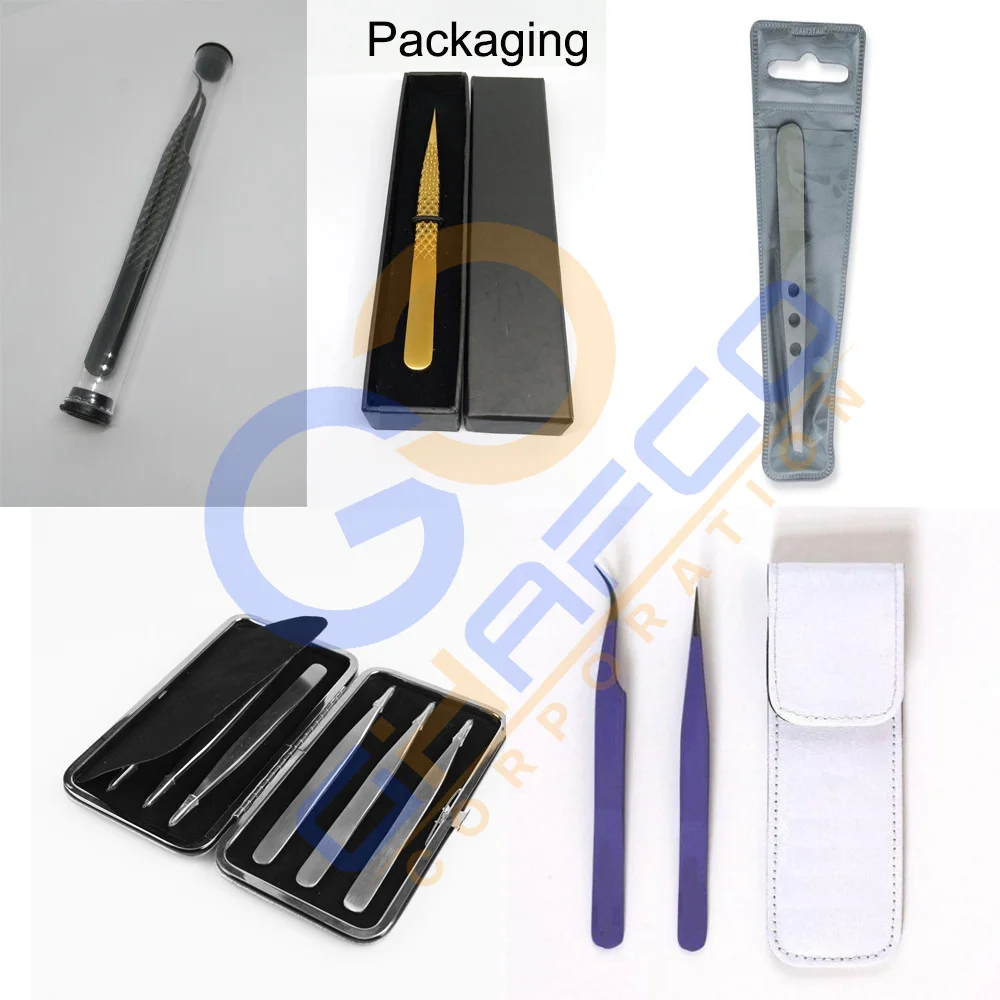 A Shape Pointed Fiber Tip Polish Black Plasma Coated Eyelash Extension Tweezers Russian Volume Tweezers Customized Tweezers