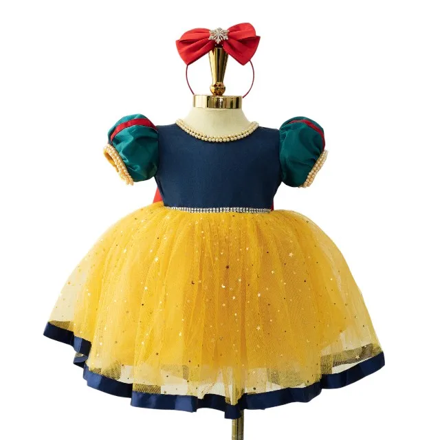 2 Top-Notch Large Size Snow White Cartoon Costume Beaded Princess Dress for Baby Girls for Party OEM ODM from Viet nam