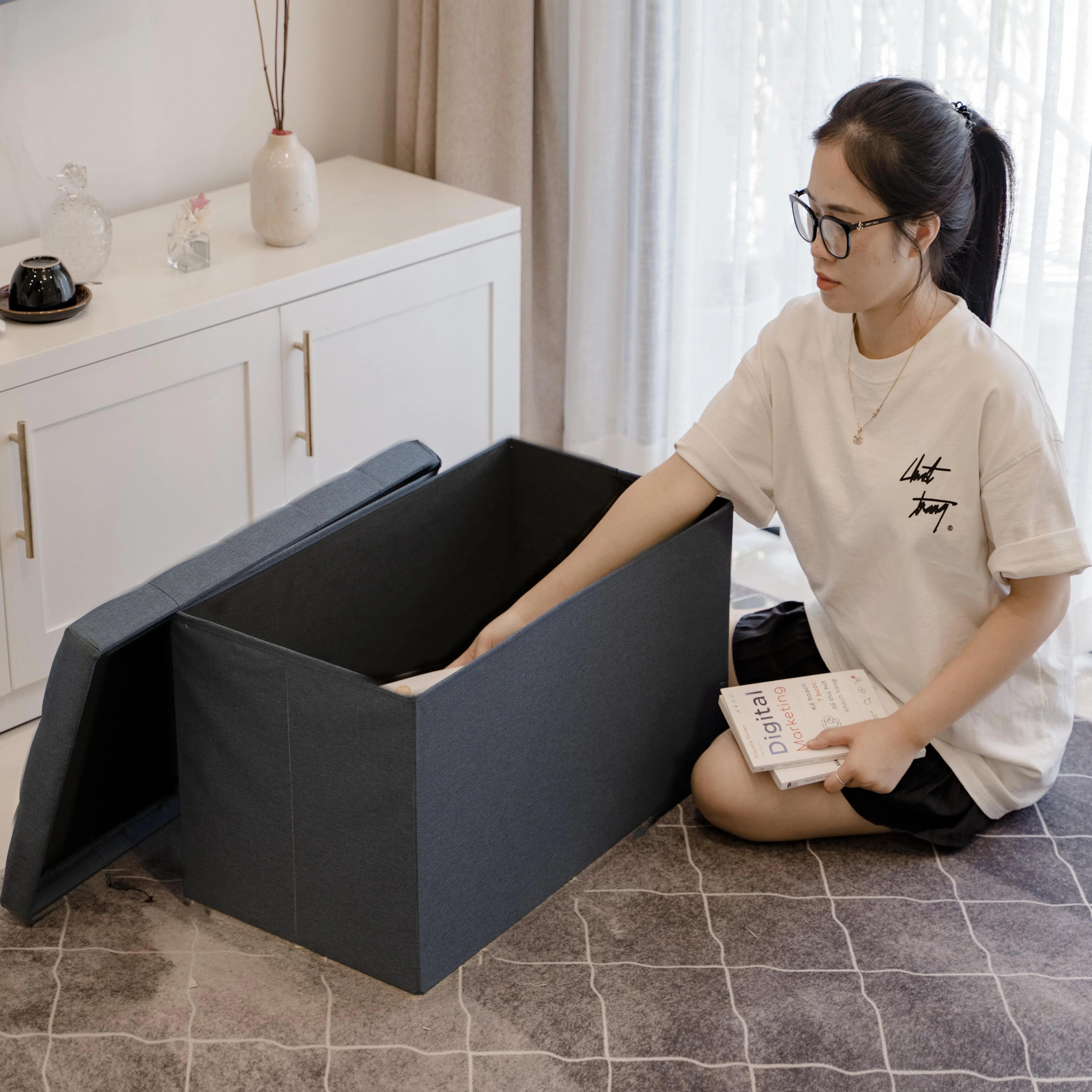 MA03.1 Foldable Ottoman Storage Box for books kid toys sundries OEM Customized Factory Price home storage & organization