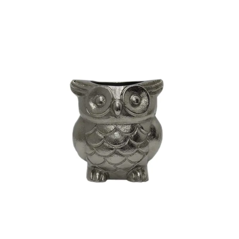 Latest Design Aluminum Owl Sculptures Abstract Figurines Nickle Finished For Home Living Room Desktop Sculpture