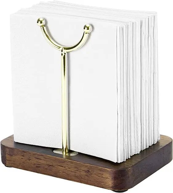 Top Selling Rustic Tissue Holder Stand Modern Nordic Home Decor with Wood Base and Metal Storage Wedding Tabletop Box Packed
