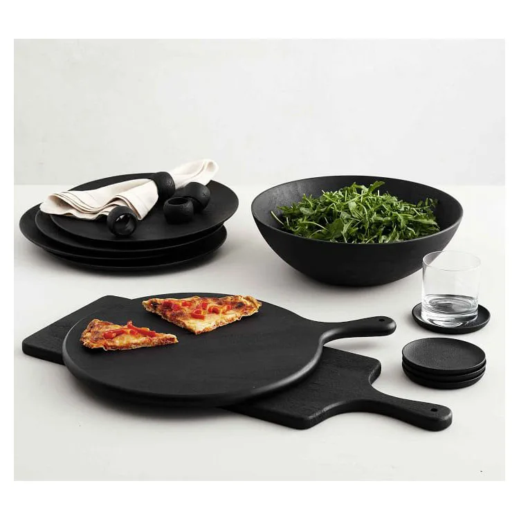 High functional Natural Wooden Chopping Board BBQ Acacia Wood Board Black Dinner Wooden Cutting Boards