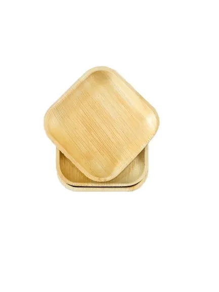 New Areca Fast Food Dessert Plates Small Square Bamboo Wood Paper 5 Inches Snacks Dishes for Party Dinner Pack of 50 Pcs