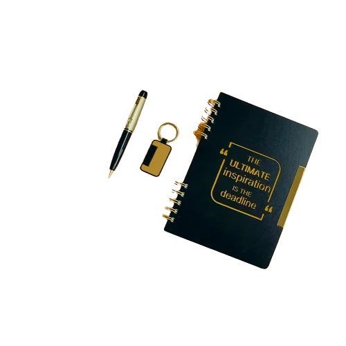 Best Selling Leather Keychain with Metal Pen A5 Notebook Promotional Wholesale for Office Employees College Teachers Students