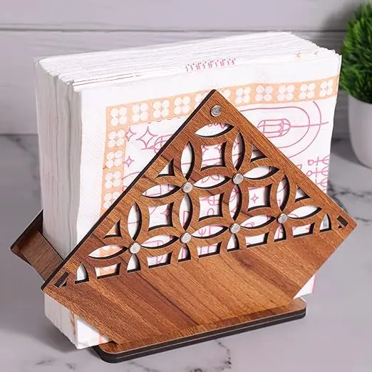 Decorative and Attractive Wooden Tissue Holder Stand for Home Kitchen Dining Table Restaurant
