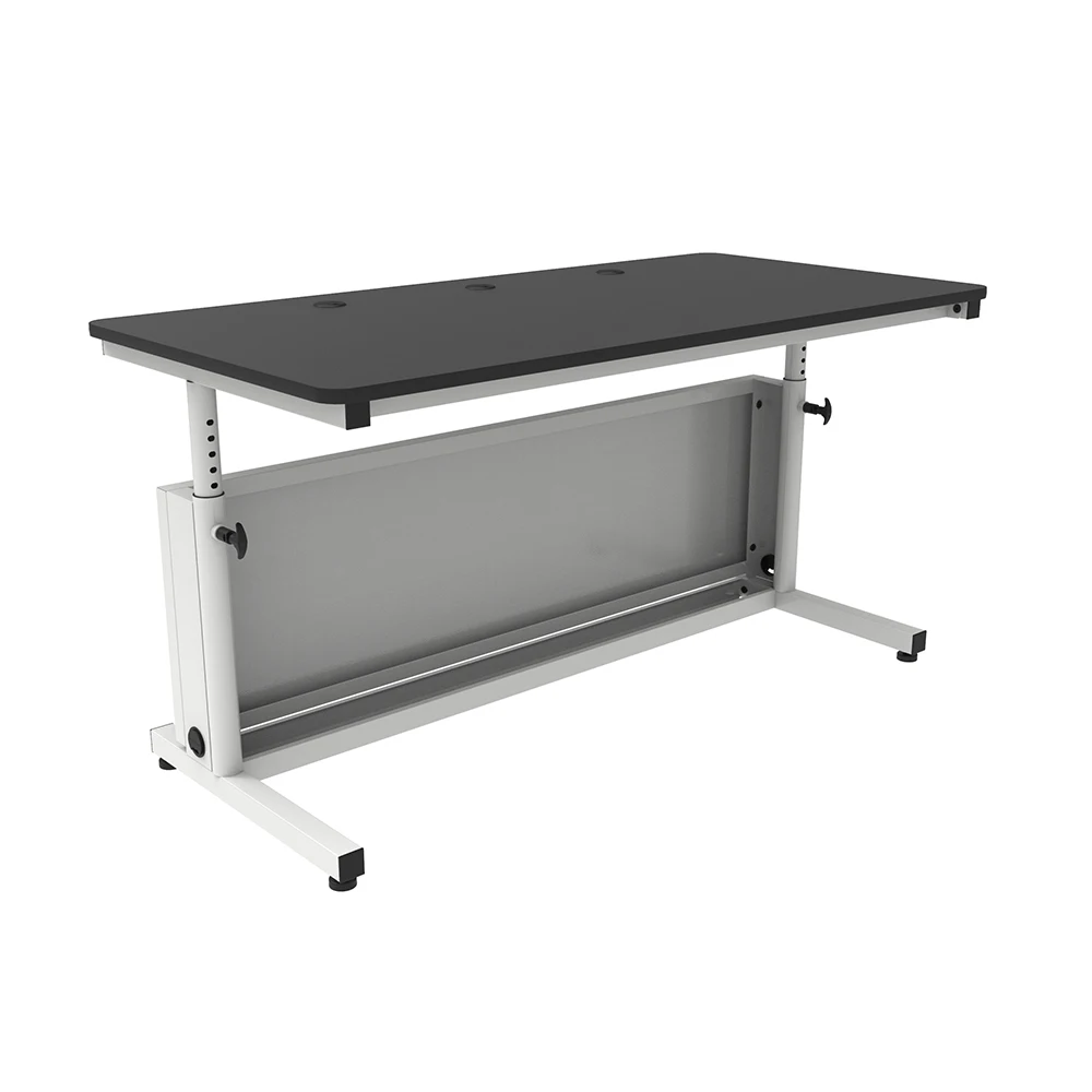 VersaDesk Deluxe Height Adjustable Computer Table Black Surface/ White Frame