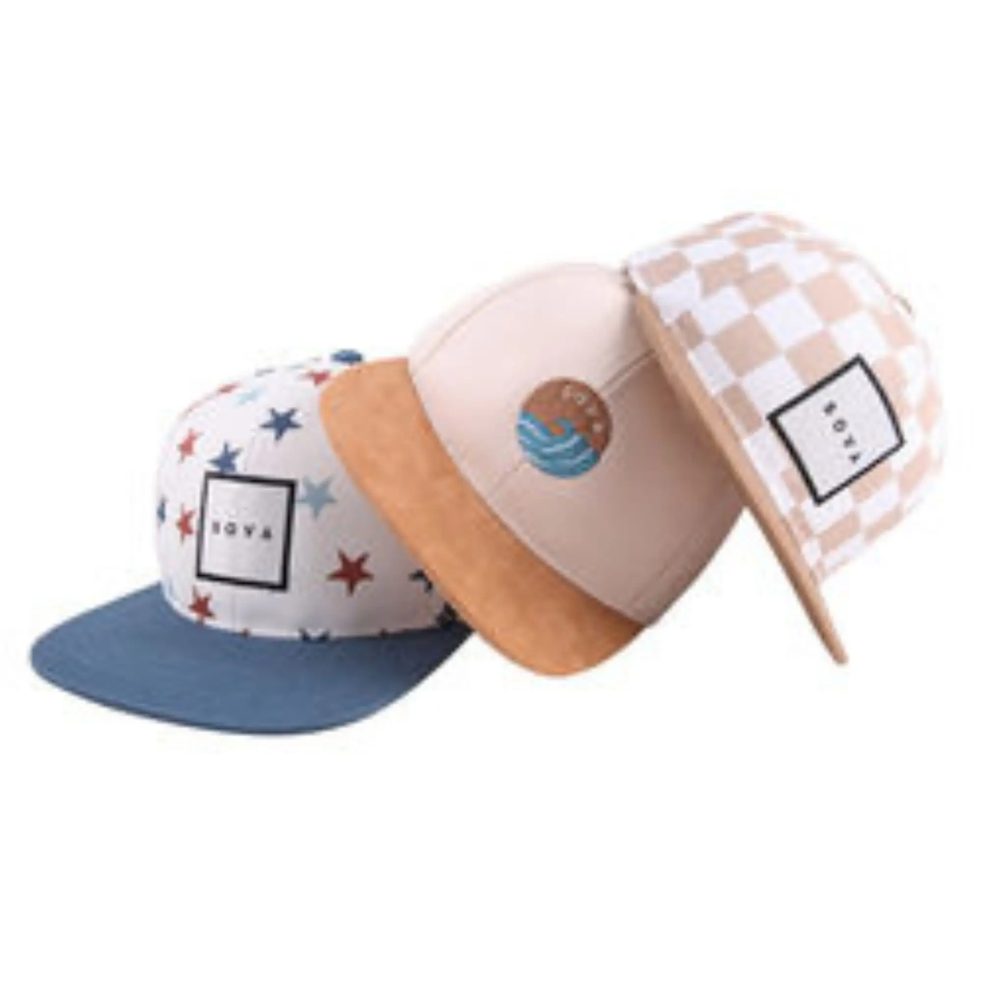 High Quality Custom 6 panel flat brim Leather label basketball kids snapback two tone caps hats men