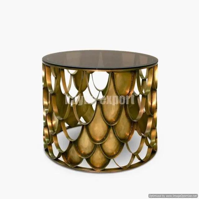 Modern Design Center Table for Luxury Home Golden Living Room Sofa Center Tea Coffee Table Minimalist Round Black Glass