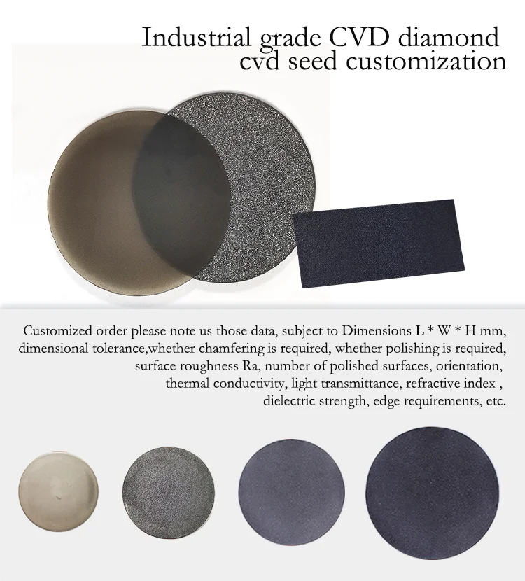 4Inch Cvd Polycrystalline Diamond Wafer Poly Crystal Cvd Diamond Plate Output Window Space 1800W