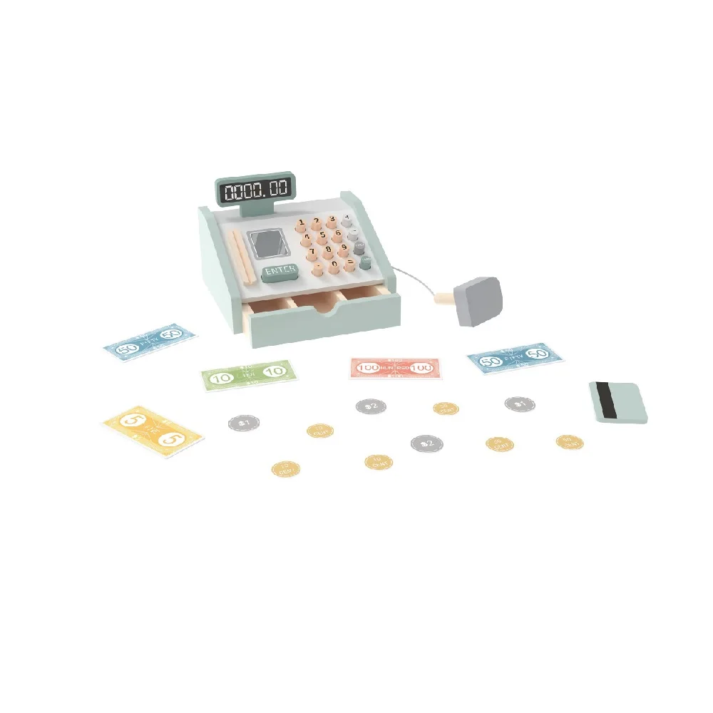 Top Selling Kids Wooden Cash Register Kitchen Toys Set Educational Toys