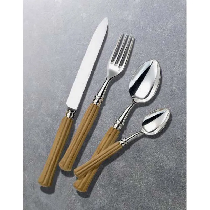 Portuguese Matte Gold And Navy Blue Handle Stainless Steel Cutlery with black unique handmade handle design for home