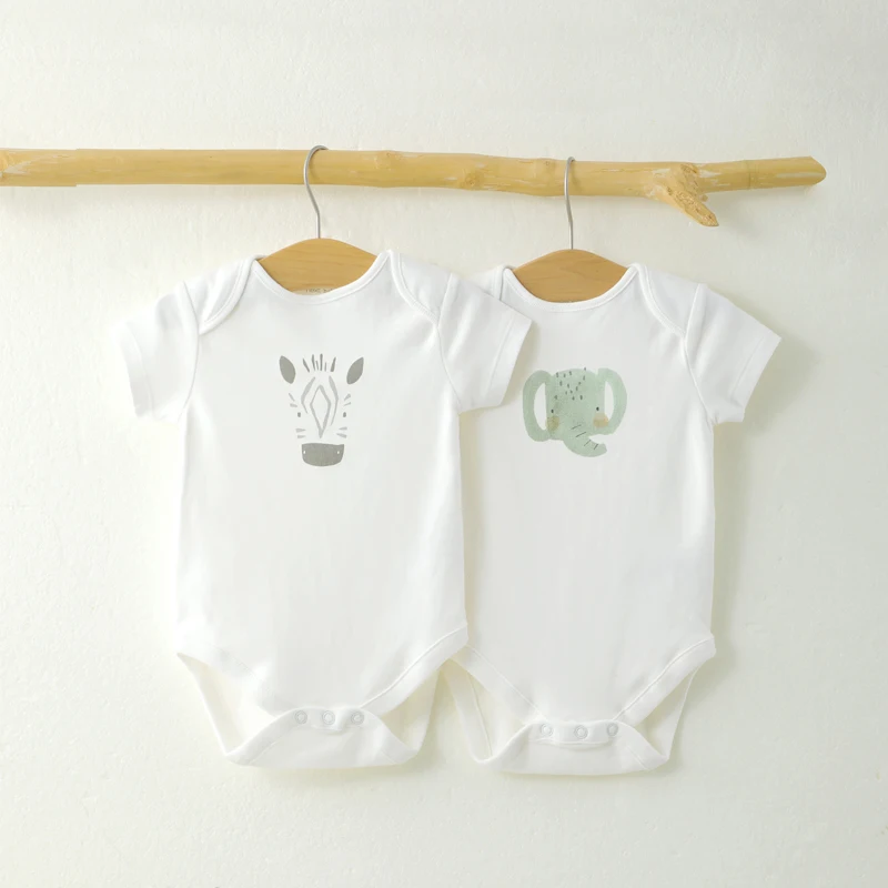 Wholesale OEM ODM Custom LOGO Printing Plain Baby Clothes GOTS Organic Cotton Baby Bodysuit Set