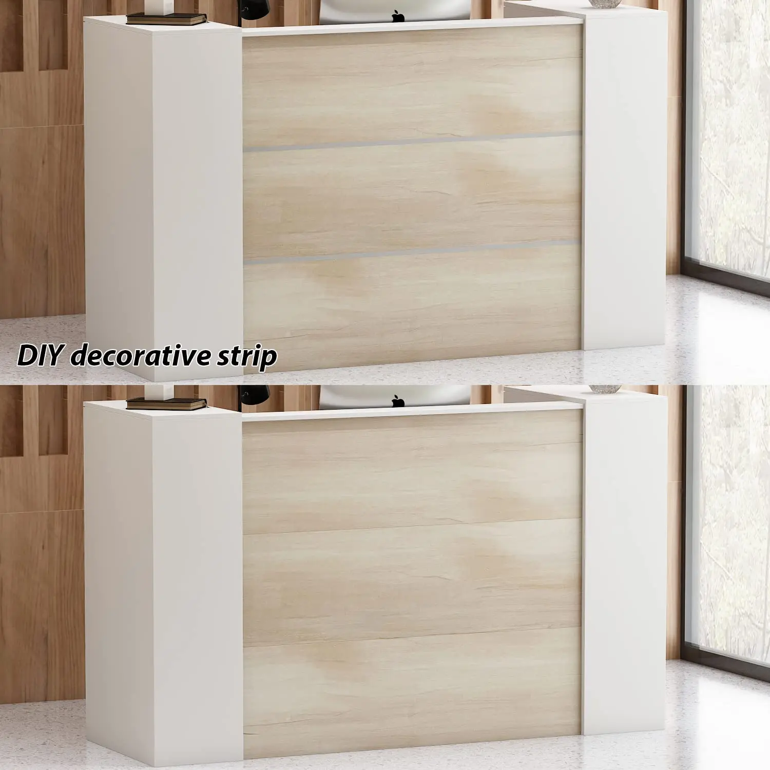 Wholesale Office Furniture White Modern Reception Desk Adjustable Salon Reception Wooden Reception Desk with Counter Lockable