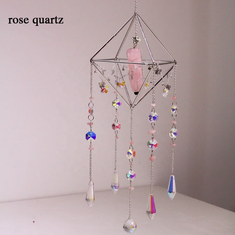 Wholesale High Quality Sun Element Suncatcher Rose Quartz Sun Catcher Crystal Hanging