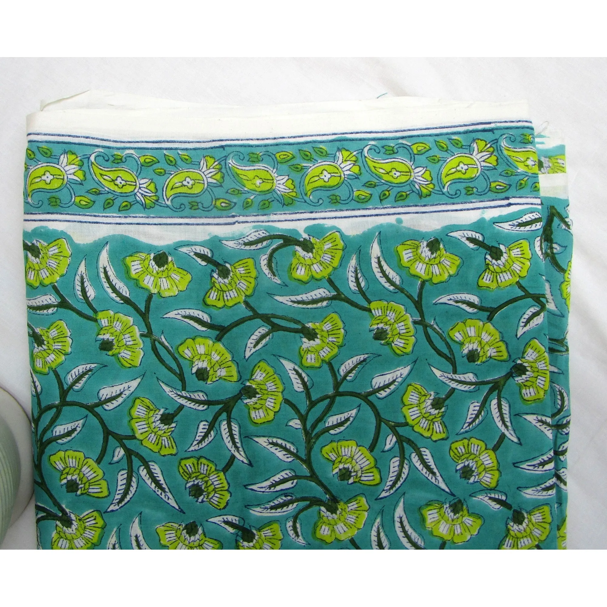 Cotton hand block printed - jaipur popular wood printed floral high quality cotton fabrics