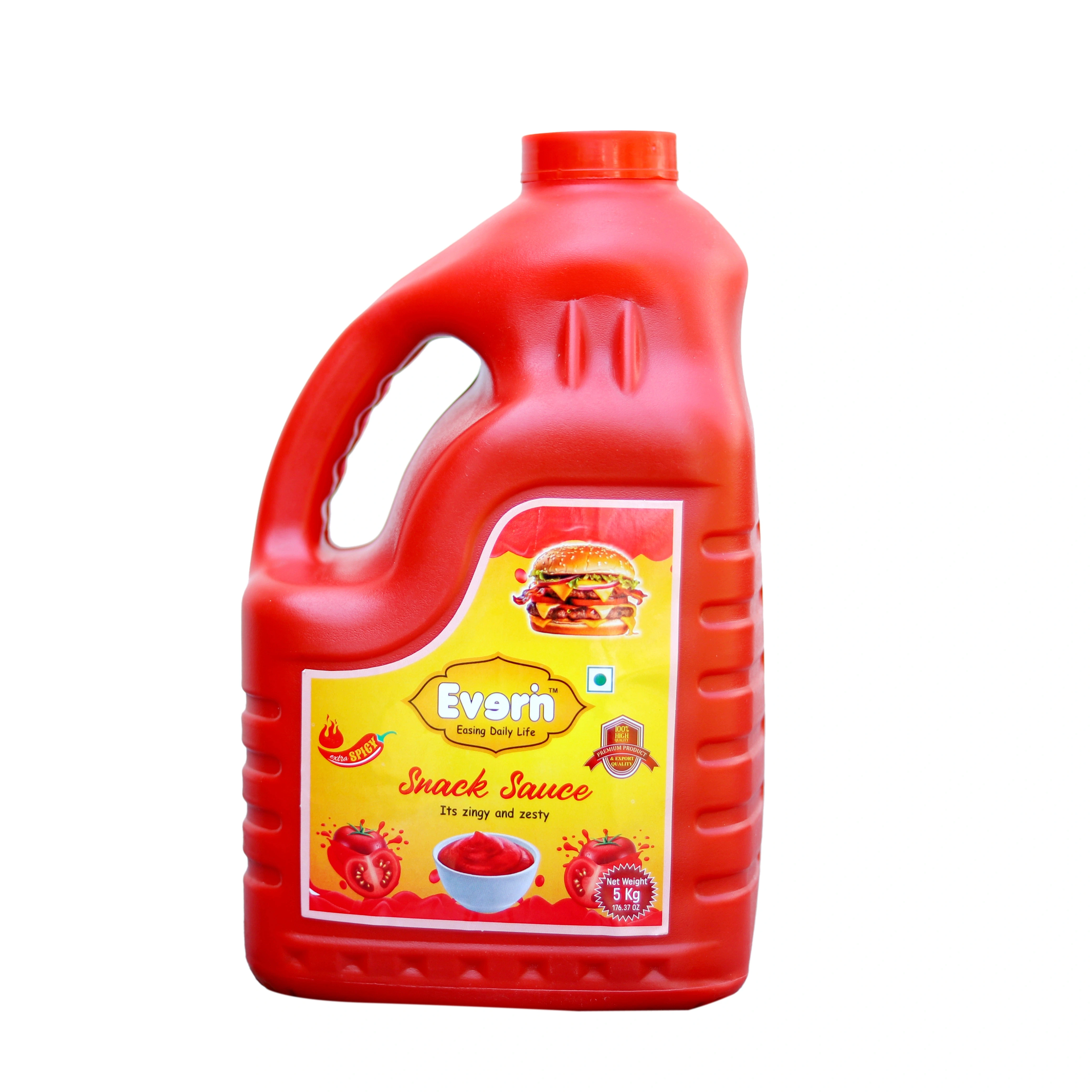 EVERIN 5kg Extra Spicy Snack Sauce Premium Ketchup for Savory Snacks and Dips.