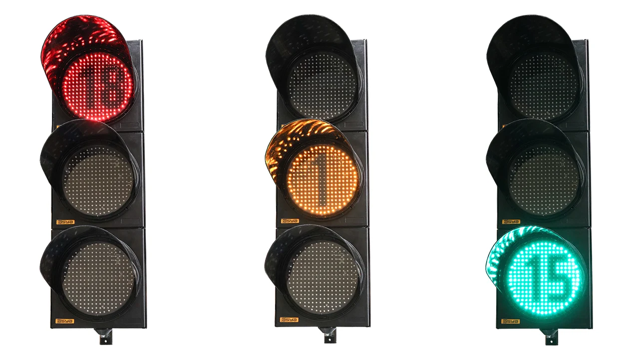 300 mm Countdown Traffic Light With 3 Modules Vehicle Traffic Light With Countdown LED Traffic Signal