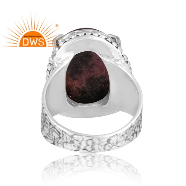 Latest Trending Oxidized Sterling Silver Rhodonite Gemstone Statement Ring Custom Jewelry Manufacturer
