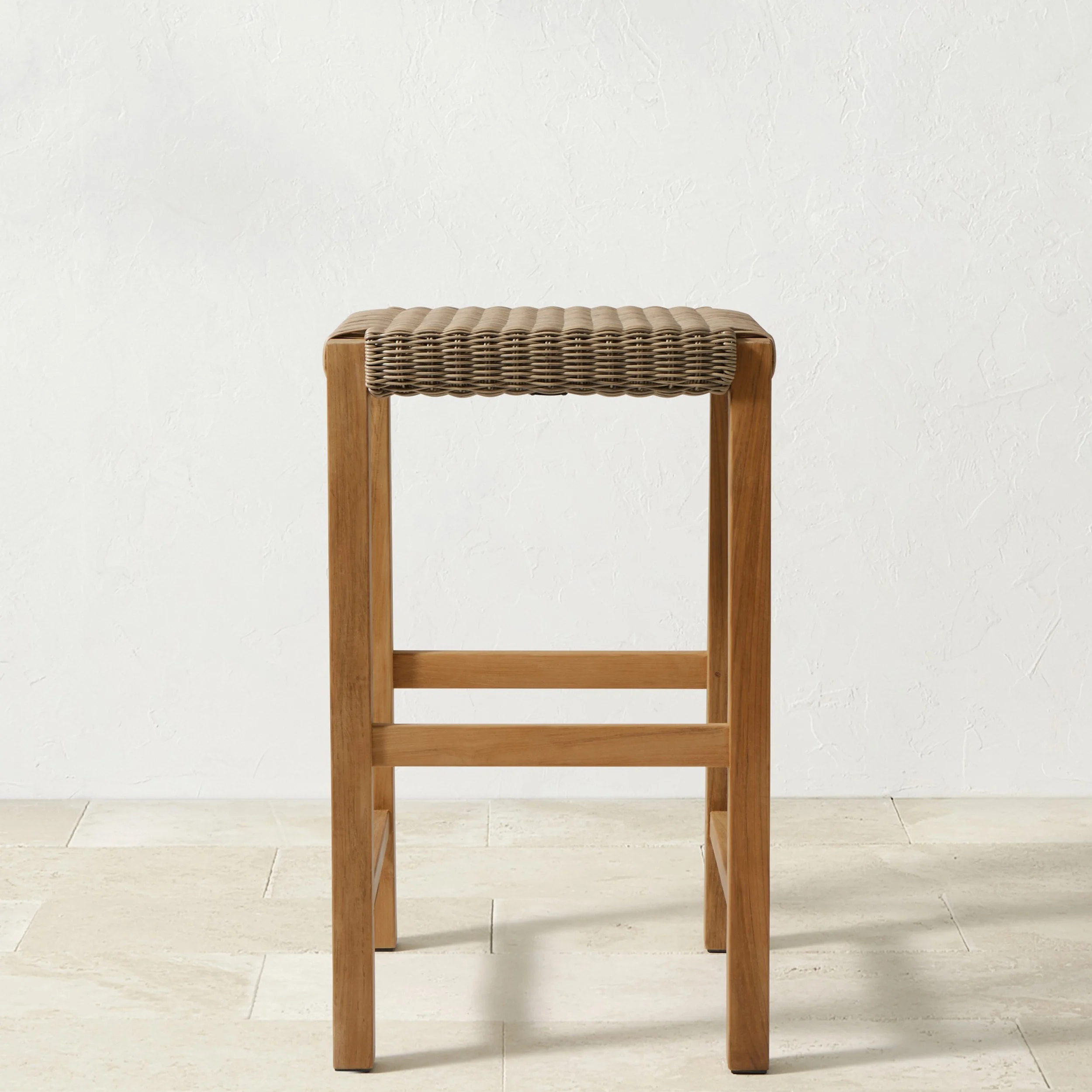 New Design Bar Stoll Natural Teak Wood Combination With Rattan-Mika