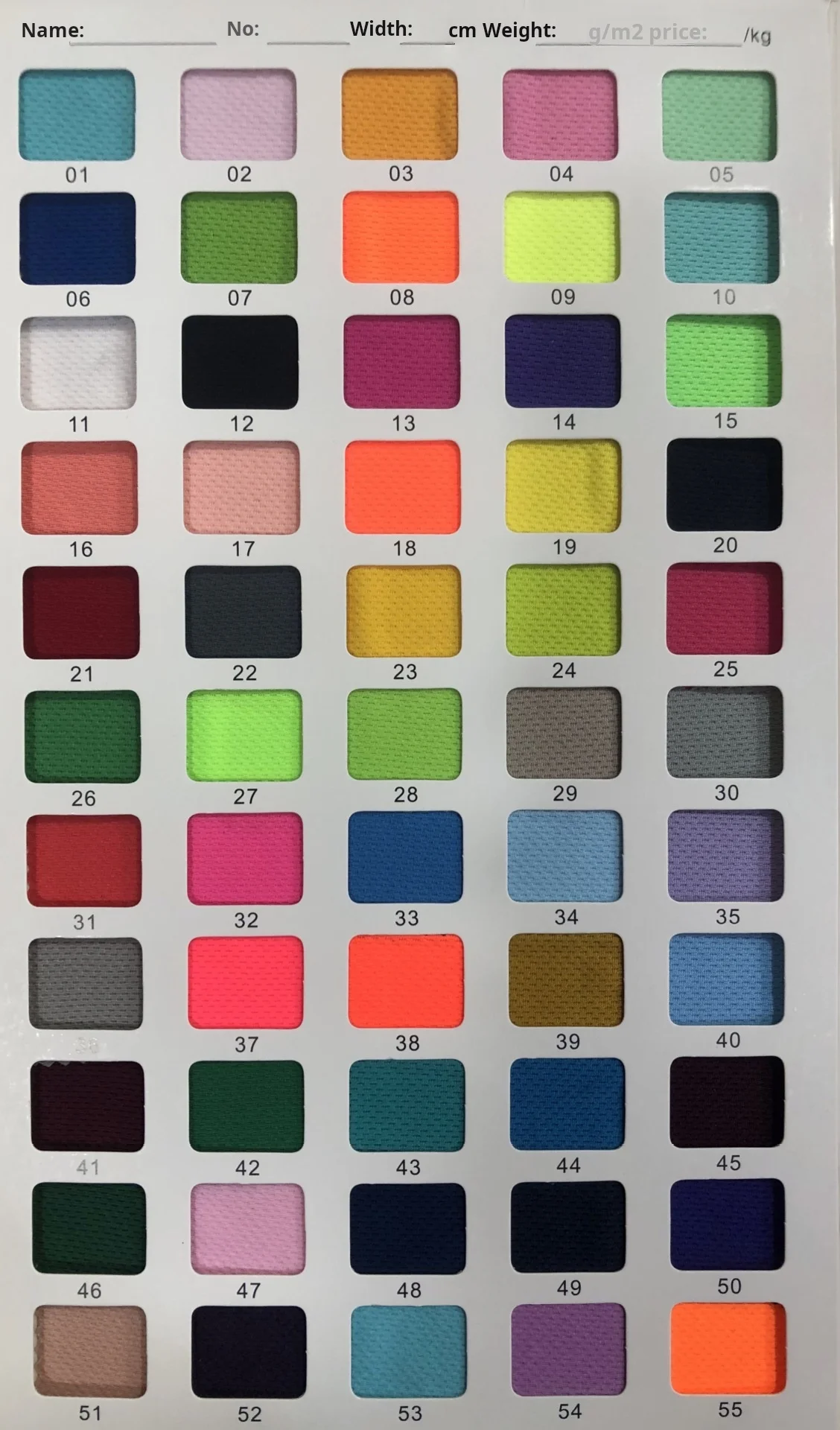 Bird Eye Cloth Sports T-Shirt & Quick-Drying Shorts Fabric 168 Colors Porous Wiping Towel Breathable Mesh Knitted for Girls