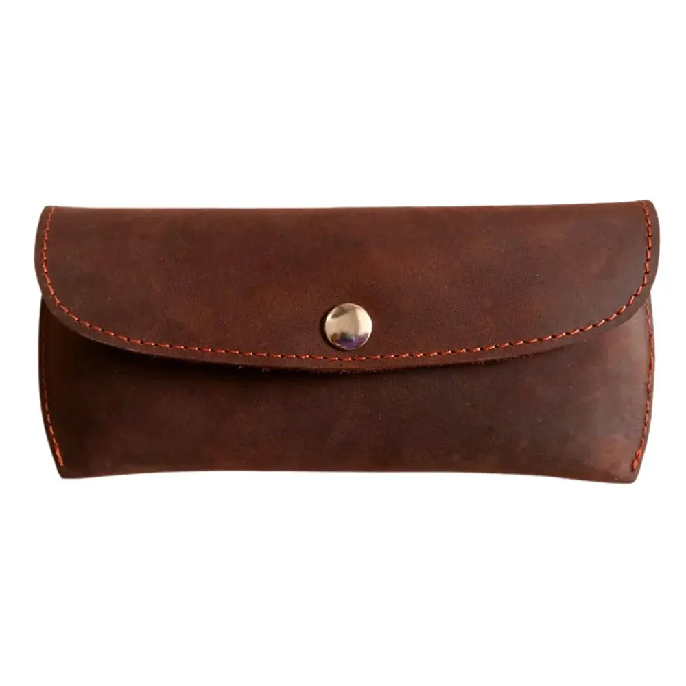 Factory Hot Sale Handmade Leather Eyeglasses Case Reading Sunglasses Custom Private Logo Adjustable Leather Eyeglasses Case