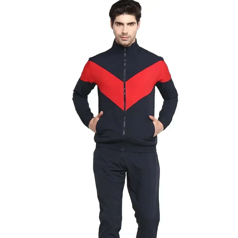 OEM Custom zip up Tracksuit For Men Wholesale custom two piece fitness gym zip up track suit Men zip up Tracksuits