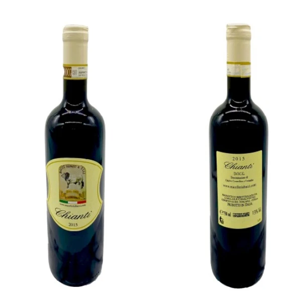 Alcoholic beverage italian red wine CHIANTI ruby red drink bottle Tuscani DOCG