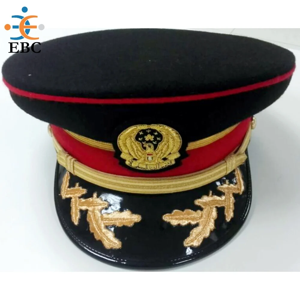OEM Officer Uniform Peaked Caps Wholesale Peak Cap and Hat with or without Logo Badge Patch