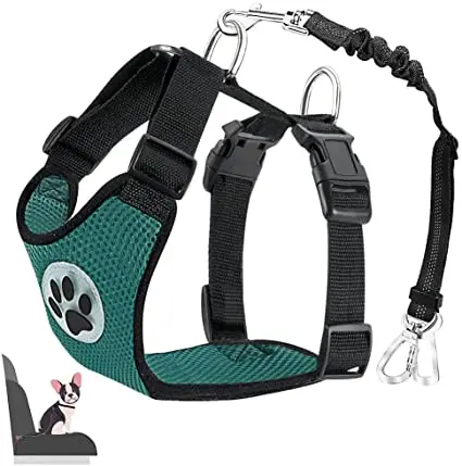 Whole Sales Dog Safety Vest Harness Adjustable Car Safety Mesh Harness Travel Strap Vest with Car Seat Belt
