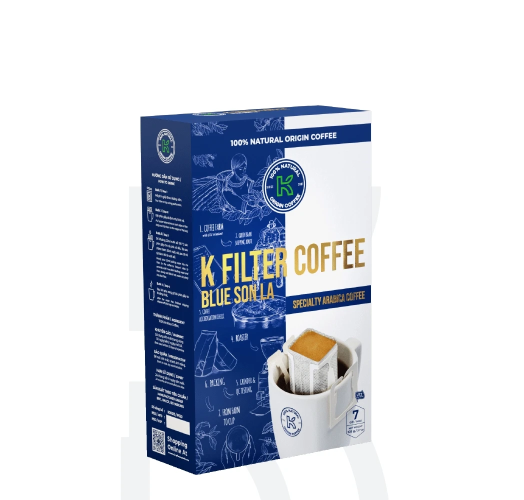 Hot Sale BLUE SON LA COFFEE K FILTER PAPER - BOX 105G High Quality Filter Coffee Made from Robusta and Arabica coffee beans