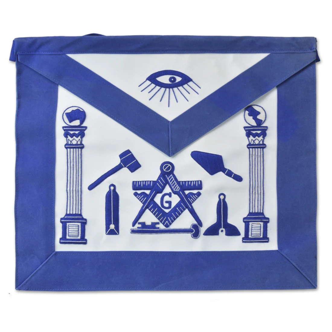 Masonic Master Mason Silver Bullion Hand Embroidered Apron Metal Tassels