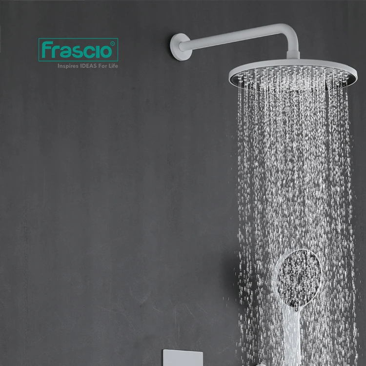 Frascio 2 Functions Luxury Shower System Bathroom Concealed In White Color For Hotel High-end Wall Mounted Shower Faucet