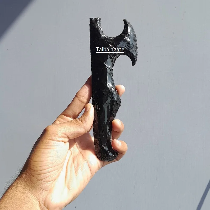 Gemstone Black obsidian arrowhead knife:Hand made black obsidian arrowhead knife:agate arrowheads:decor:crystal knife:agate:gift