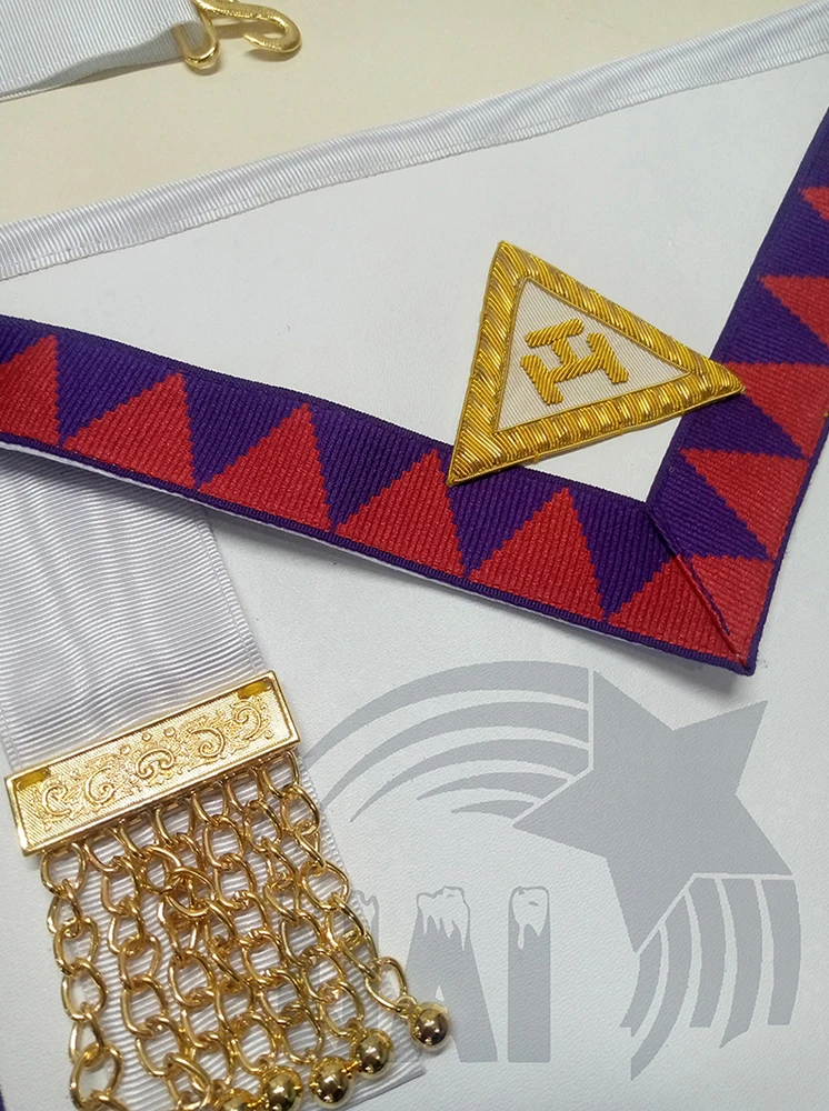 High Quality Masonic Item Regalia Leather Lodge Gold Embroidered Masonic Apron and sash Set fully customized color and design
