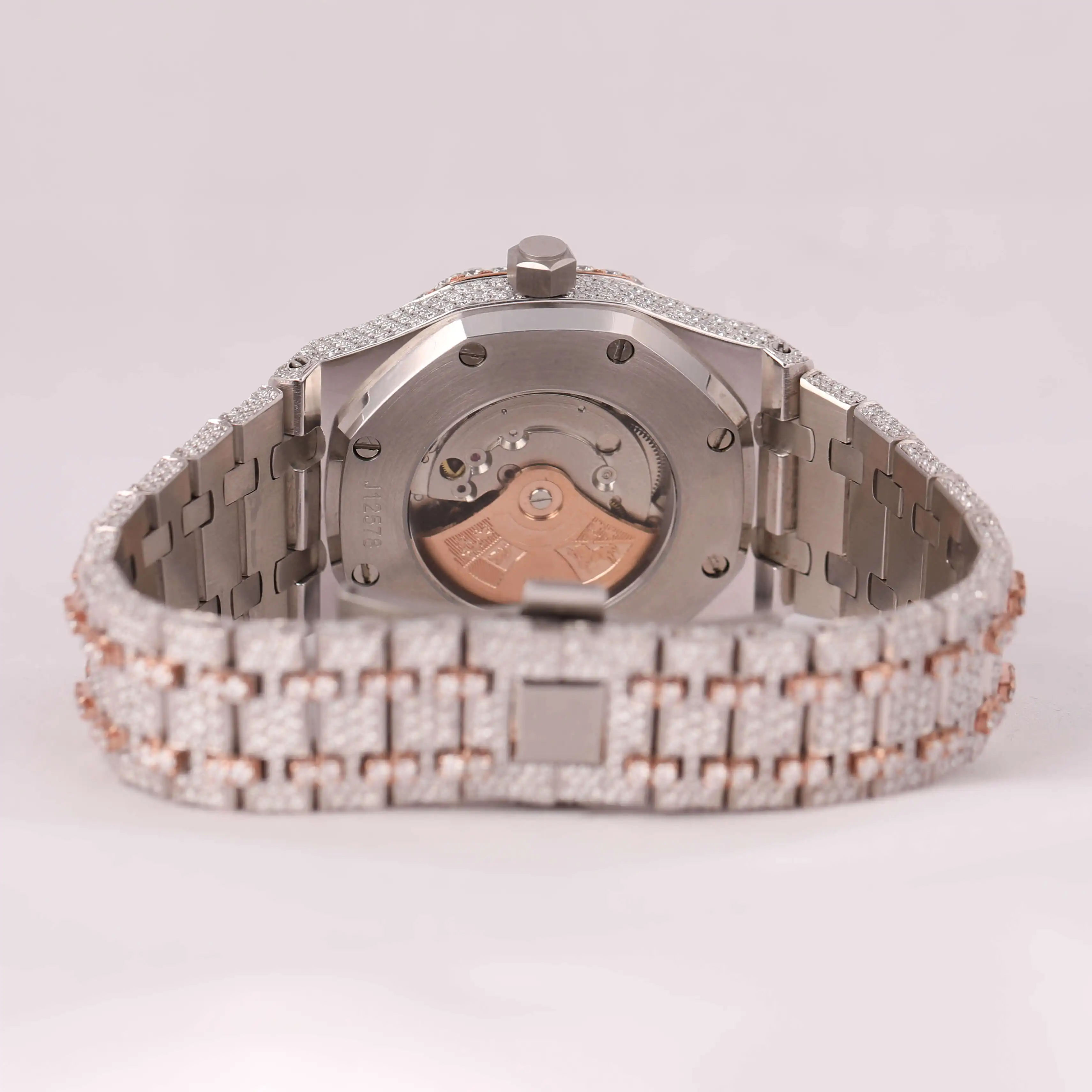 Dual Tone Branded Full Iced Out High Quality Luxury Silver Original Hip Hop Men Moissanite Diamond Wrist Watch