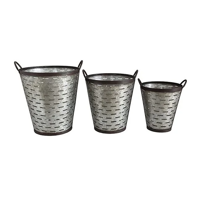 Small And Large Galvanized Planters Buckets And Small Flower Pots Custom garden Planters Set For Indoor Outdoor Decoration