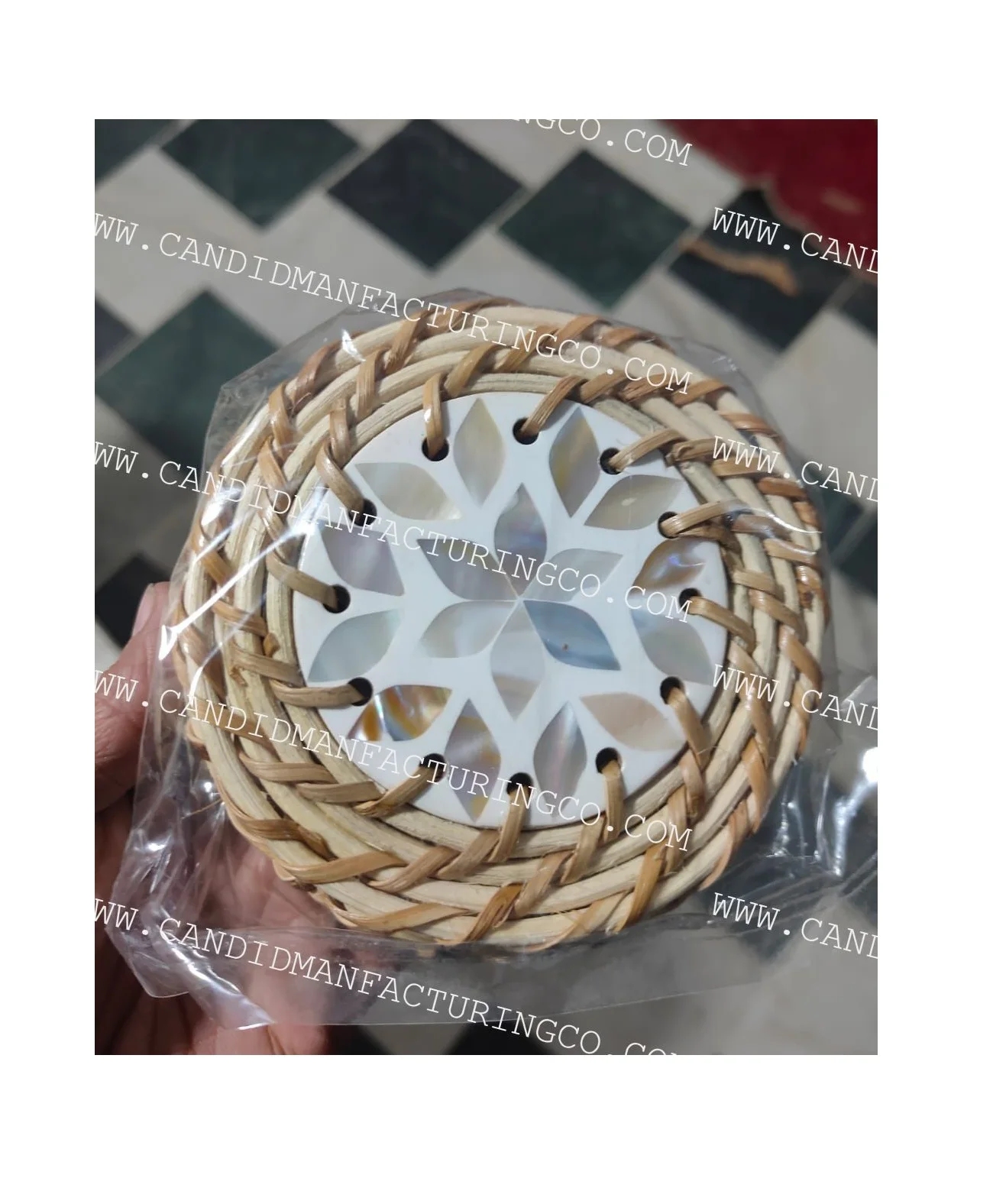 Modern Design Luxury Tea Serving Coasters Set of Mother Of Pearl Coasters For Living room Decoration Ramadan Eid Gift Wholesale