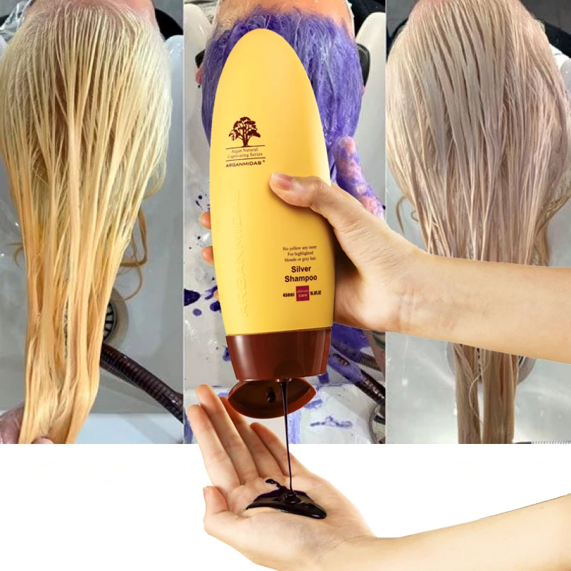 Arganmidas Professional Salon No Yellow Hair Mask Silver Hair Shampoo for Blond Hair