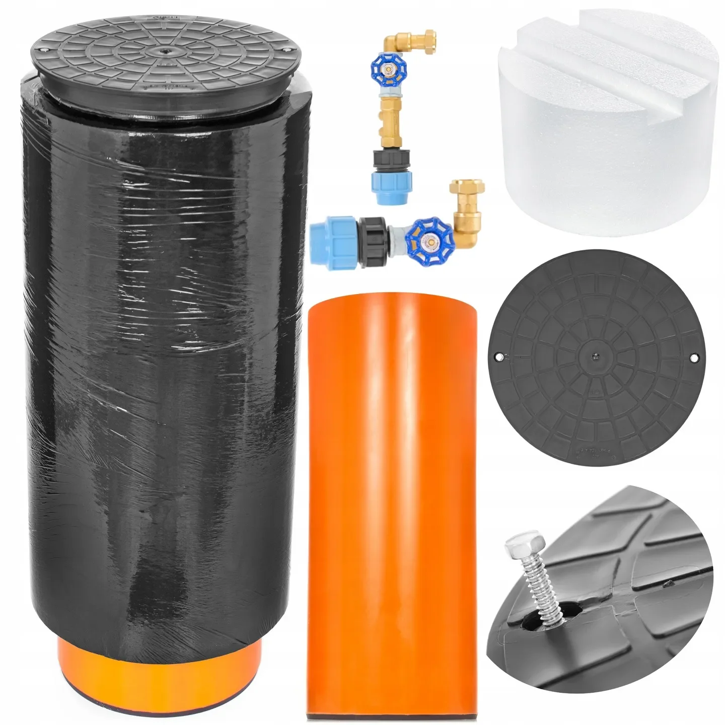 Water Meter Box Pressure Resistant Underground DN400 H1200 + VALVES Circular Round Casting Diameter Watertight Manhole Cover