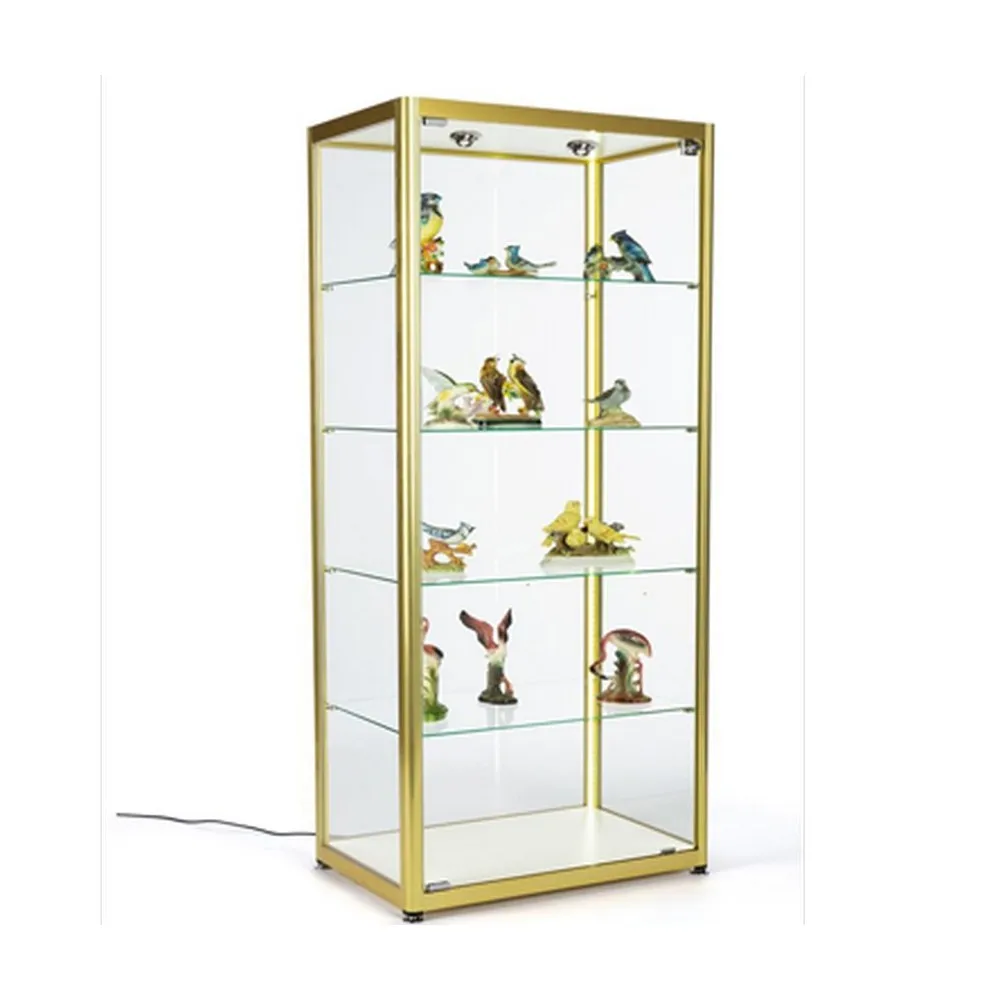 Free Standing Tower Lock Display Rack , Shopfitting Glass Door Display Cabinet, Jewellery Shop Display Case Smoke Shop Showcase