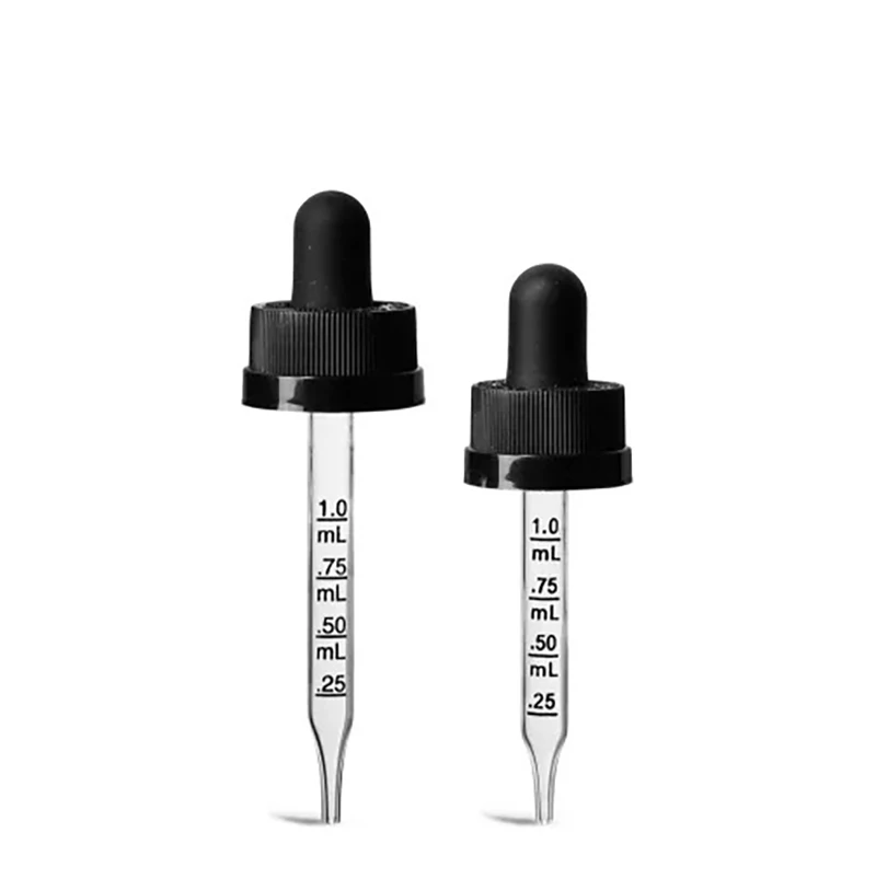 1 mL Capacity Straight Tip Calibrated Thick Glass Medicine Dropping Pipettes for Accurate Easy Dose and Measurement